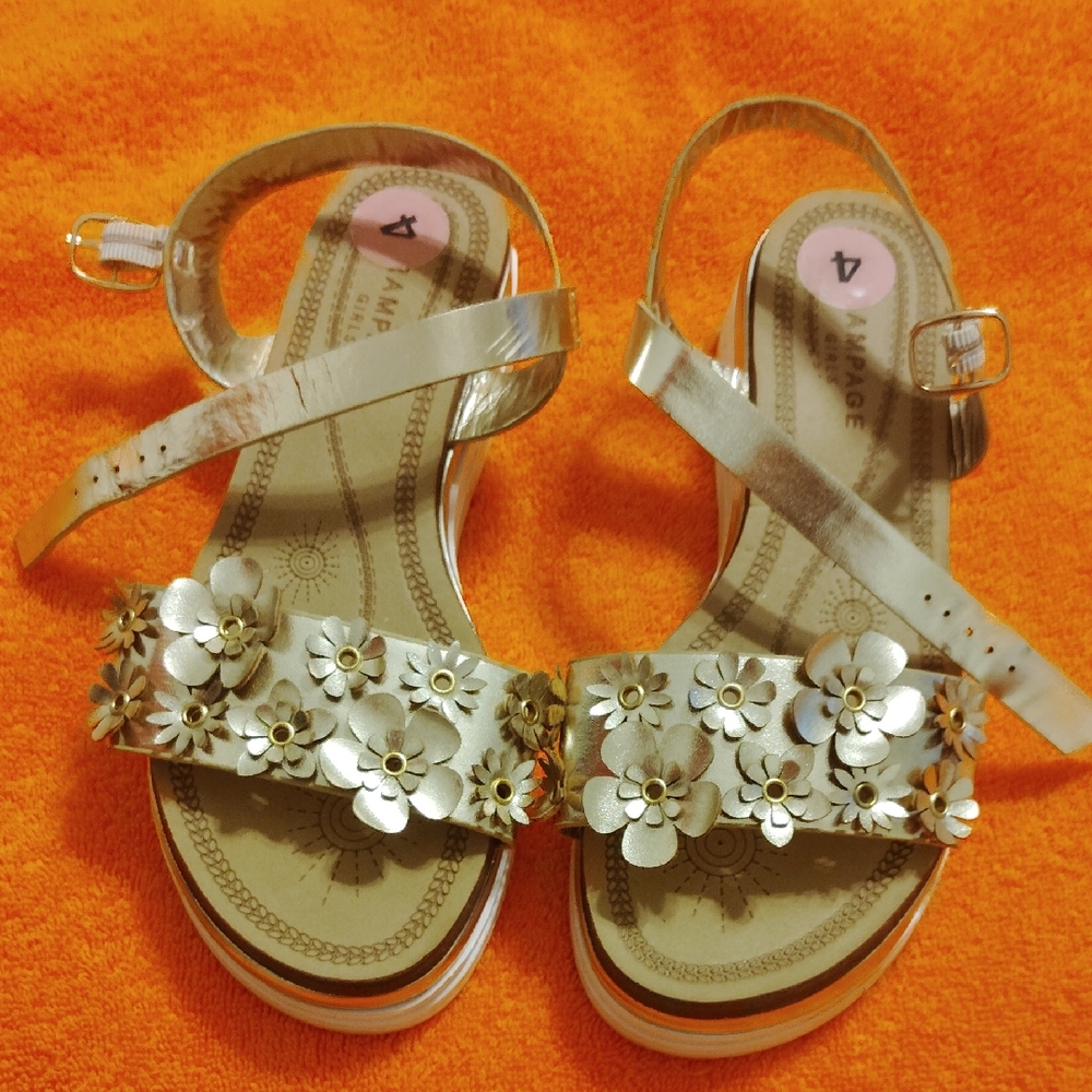 Gold Floral Kids (Girls) Sandals